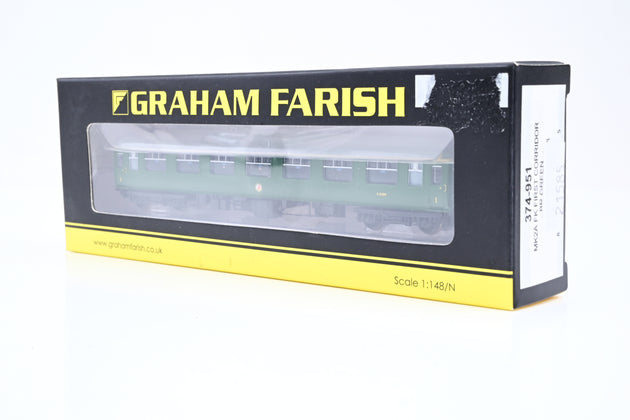 Graham Farish N Gauge 374-951 MK2A FK 1st Corridor BR Green No.S13389 - Boxed
