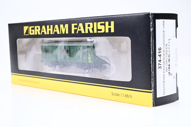Graham Farish N Gauge 374-416 Southern Passenger Luggage Van BR SR Green No.S1101S - Boxed