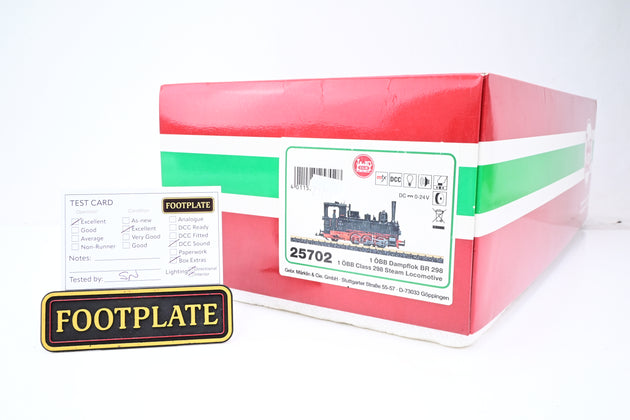 LGB G Gauge 25702 1 OBB Class Steam Locomotive Black Red Weathrered  No.298-25 - DCC Sound, Boxed
