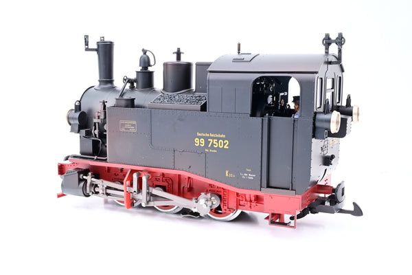 LGB G Gauge 21985 Steam Locomotive Black & Red Class 99.75 No.99-7502 - DCC Sound, Factory Weathered, Boxed