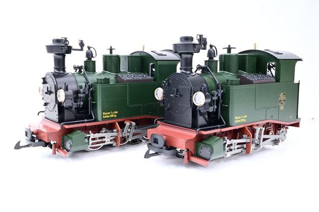 LGB G Gauge 20990 Green & Brown Saxon Class II K Steam Locomotive Pair No.61A & 61B - DCC Sound, Boxed