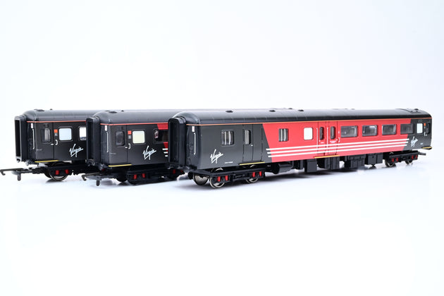 Hornby OO Gauge Rake of 3 Virgin Black & Red Mk2 Coaches - Unboxed