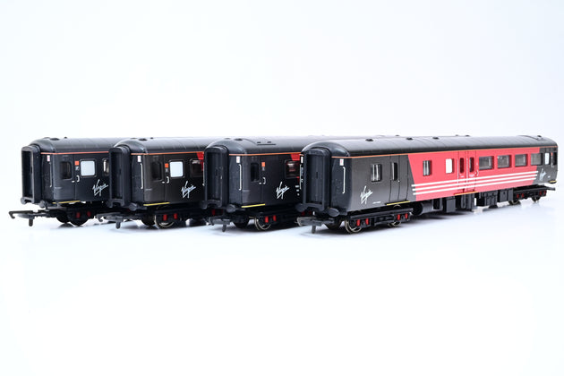 Hornby OO Gauge Rake of 4 Virgin Black & Red Mk2 Coaches - Unboxed