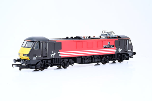 Hornby OO Gauge R2109B Virgin Black & Red Class 90 No.90015 'The International Brigades' - Boxed