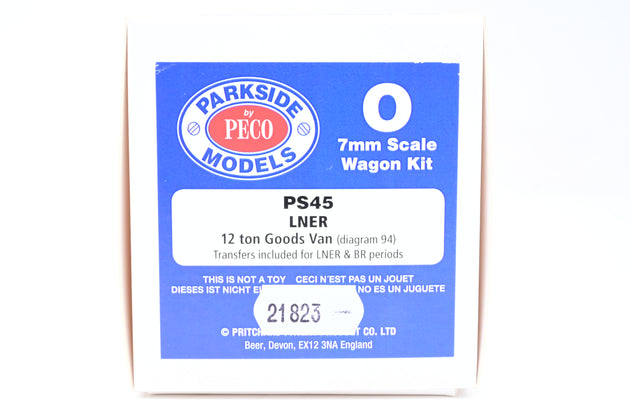 Parkside Models O Gauge PS45 LNER 12T Goods Van BR Buxite Weathered No.E187465 - Boxed