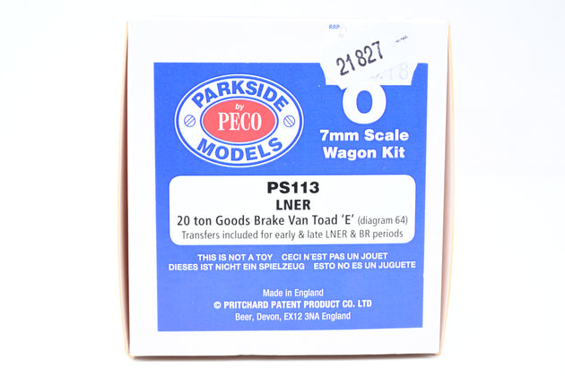Parkside O Gauge PS113 LNER 20T Brake Van Toad E BR Grey Weathered No.E153578 - Boxed