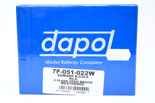 Dapol O Gauge 7F-051-022W 'Edward R. Cole' 5-Plank Open Wagon No.6 - Factory Weathered, Boxed