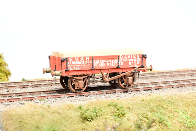 Kit Built O Gauge 'Evan Davies' 3-Plank Open Wagon w/ Wooden Plank Load No.20 - Boxed