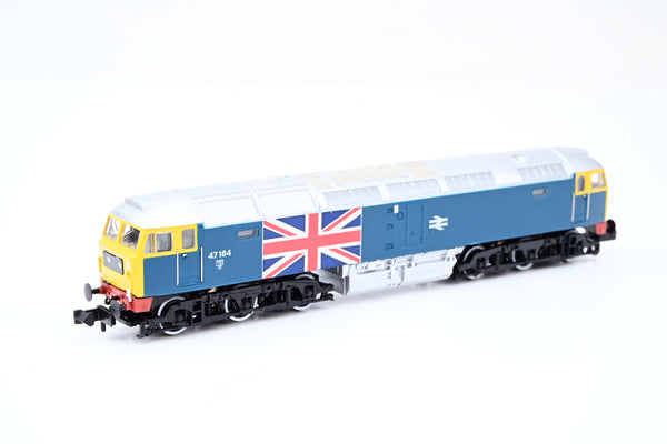 Graham Farish N Gauge BR Blue w/ Union Flag Emblems Class 47 No.47164 - Clear Box