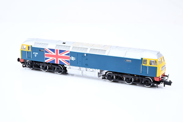 Graham Farish N Gauge BR Blue w/ Union Flag Emblems Class 47 No.47164 - Clear Box
