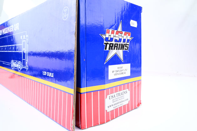 USA Trains G Gauge R31097 SP "Daylight Limited" Vista Dome Coach #2, Red/Orange - Boxed