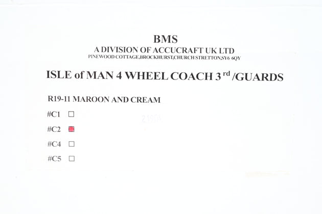 Accucraft / BMS 16mm (45mm Gauge) Isle of Man 4 Wheel Passenger Coach B3 - Boxed