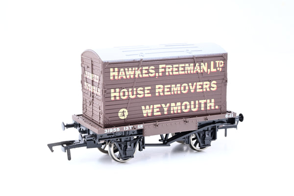 Dapol OO Gauge Hawkes, Freeman ltd House Removers - Weymouth Conflat & Container - Boxed
