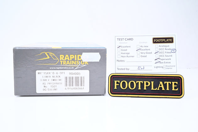 Rapido OO Gauge 904005 BR Black Early Emblem 0-6-0PT Class 15xx Pannier Tank No.1501 - DCC Fitted, Boxed