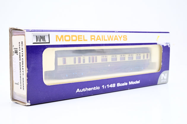 Dapol N Gauge NC-017b GWR Hawksworth Chocoloate & Cream Collett Brake Third Coach No.6543 - Boxed