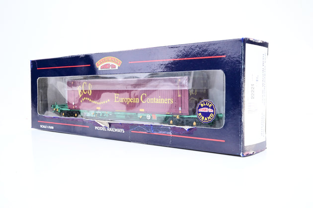 Bachmann OO Gauge 37-300 Intermodal Bogie Wagon w/ 45ft Swap-Body Containers 'ECS' - Boxed