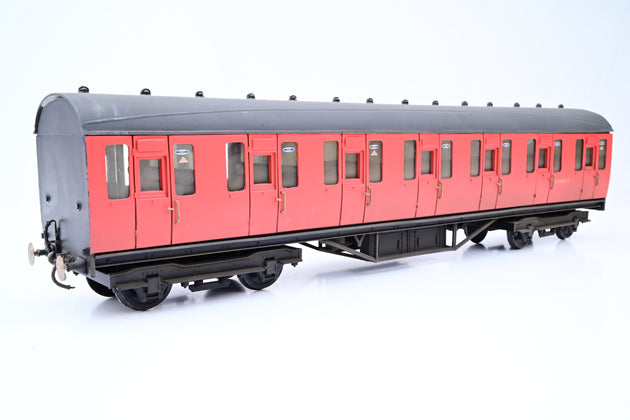 Kit Built O Gauge 7mm LNER Thompson Pair of Suburban Coaches 1 Composite 1 Brake BR Carmine No.E874303 & E80416E - Unboxed