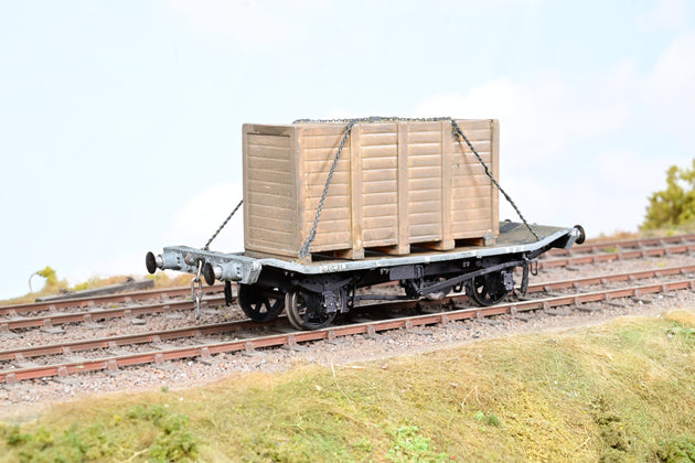 Kit Built O Gauge LMS Grey Lowmac Wagon w/ Crate Load No.700419 - Aftermarket Box