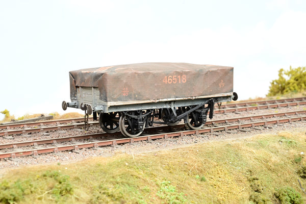Kit Built O Gauge LMS Grey 5-Plank Open Wagon w/ Tarpaulin Cover No.46518 - Aftermarket Box