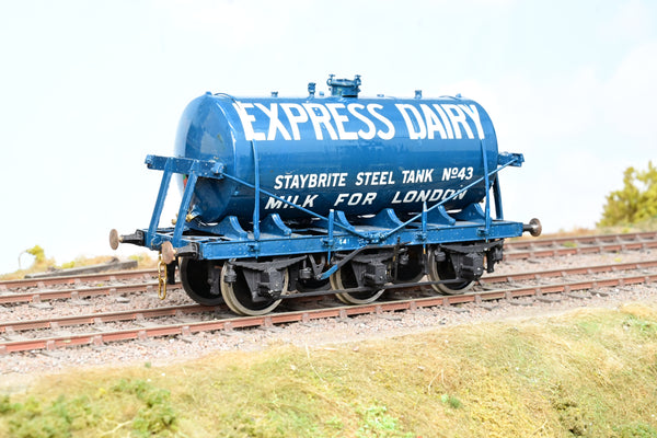 Kit Built O Gauge Express Dairy Blue LMS 4-Wheel Milk Tank Wagon No.43 - Boxed
