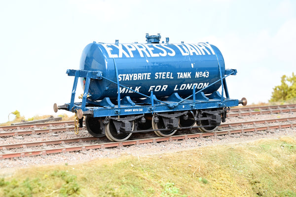 Kit Built O Gauge Express Dairy Blue LMS 4-Wheel Milk Tank Wagon No.43 - Boxed