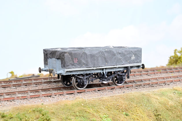 Kit Built O Gauge LMS Grey 5-Plank Open Wagon w/ Tarpaulin Cover No.81564 - Unboxed