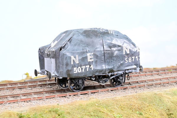 Kit Built O Gauge NE Grey Open Wagon w/ Tarpaulin Cover No.50771/58712 - Unboxed