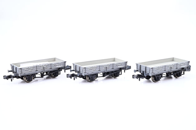 Graham Farish N Gauge Rake of 3 377-500 'Imperial Chemical Industries, Buxton Lime' 3-Plank Open Wagons No.48 - Unboxed