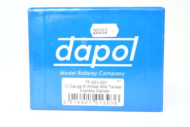 Dapol O Gauge 7F-031-001 6 Wheel Milk Tanker Express Daries Blue - Boxed