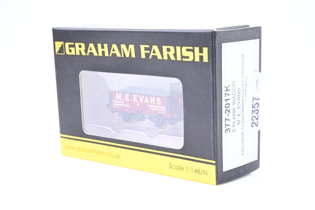 Graham Farish N Gauge 377-2017K 'M.E. Evans, Aberystwyth' 5-Plank Open Wagon No.47 - Boxed