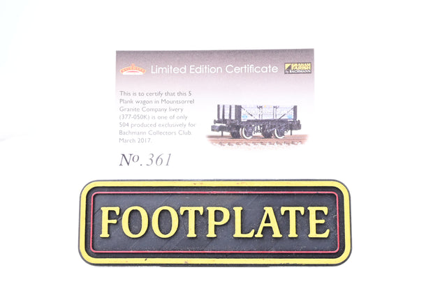 Graham Farish N Gauge 377-050K 'Mountsorrel Granite' 5-Plank Open Wagon No.539 - Limited Edition, Boxed