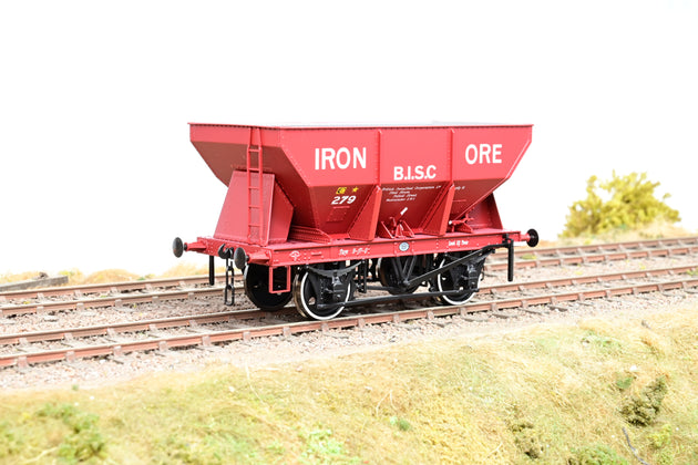 Dapol O Gauge 7F-033-006 'B.I.S.C Iron Ore' Red Oxide 24T Steel Hopper No.279 - Boxed