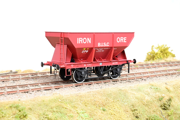 Dapol O Gauge 7F-033-006 'B.I.S.C Iron Ore' Red Oxide 24T Steel Hopper No.279 - Boxed