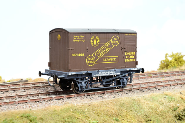 Dapol O Gauge 7F-037-007 GWR Dark Grey Conflat w/ BK2 Chocolate Container No.39410 - Boxed