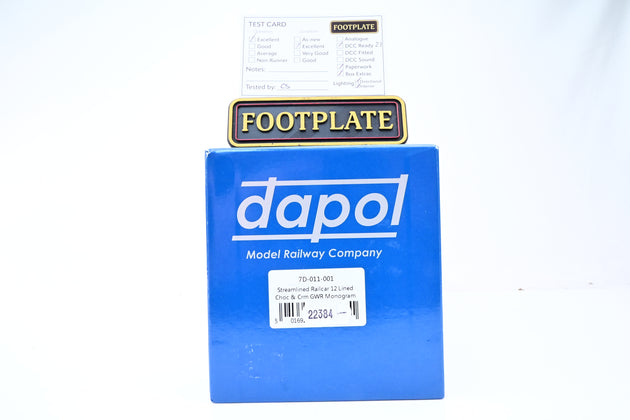 Dapol O Gauge GWR Chocolate & Cream Streamlined Railcar No.12 - Boxed