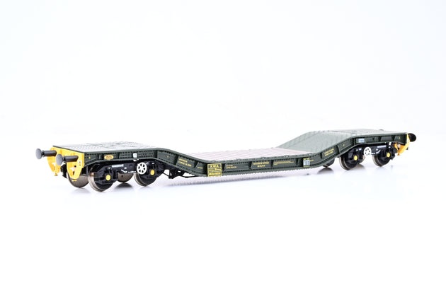 Hattons OO Gauge H4-WW-0123 Warwell Military Flat w/ Gloucester GPS Bogies MOD 2000s Green w/ Yellow Ends Modified No.MODA95535 - Boxed