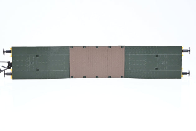 Hattons OO Gauge H4-WW-0123A Warwell Military Flat w/ Gloucester GPS Bogies MOD 2000s Green w/ Yellow Ends Modified No.MODA95540 - Boxed