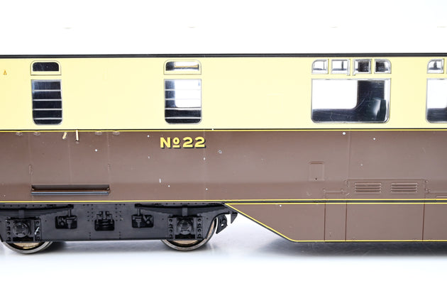 Heljan O Gauge 1900 GWR Chocolate & Cream Diesel Railcar No.22 - Boxed