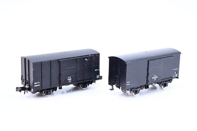 Micro Ace Tains N Gauge Rake of 2 Japanese Railways 4 Wheel Covered Freight Cars - Boxed
