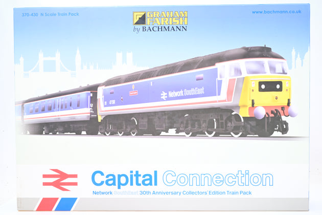 Graham Farish N Gauge 370-430 'Capital Connection' Train Pack w/ NSE Class 47 No.47581 'Great Eastern' + 3 Coahces - Collector's Edition, Boxed