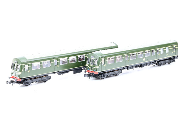 Graham Farish N Gauge 371-508 BR Green w/ Speed Whiskers Class 101 2-Car DMU No.E51221 & E56379 - Boxed