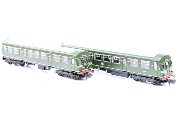 Graham Farish N Gauge 371-508 BR Green w/ Speed Whiskers Class 101 2-Car DMU No.E51221 & E56379 - Boxed