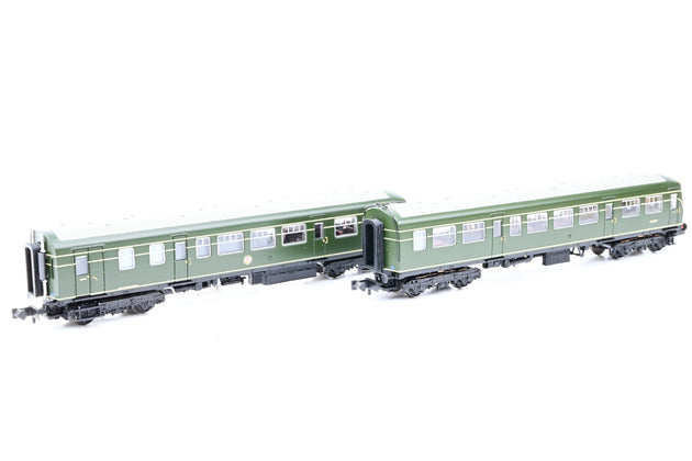 Graham Farish N Gauge 371-508 BR Green w/ Speed Whiskers Class 101 2-Car DMU No.E51221 & E56379 - Boxed