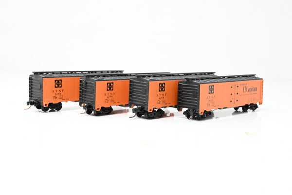 Atlas N Gauge Rake of 4 Santa Fe Orange 'El Capitan' Box Car No.8155, 1875 - Unboxed
