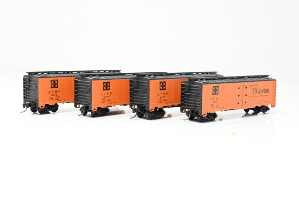 Atlas N Gauge Rake of 4 Santa Fe Orange 'El Capitan' Box Car No.8155, 1875 - Unboxed