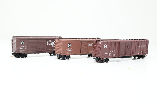 Atlas N Gauge Rake of 3 Santa Fe Brown Box Cars  - Unboxed