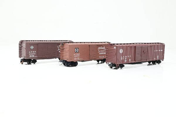 Atlas N Gauge Rake of 3 Santa Fe Brown Box Cars  - Unboxed