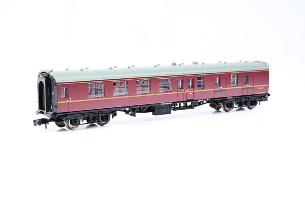 Graham Farish N Gauge 374-187 BR Maroon Mk1 BSK Brake Corridor Second Coach No.M34140 - Boxed