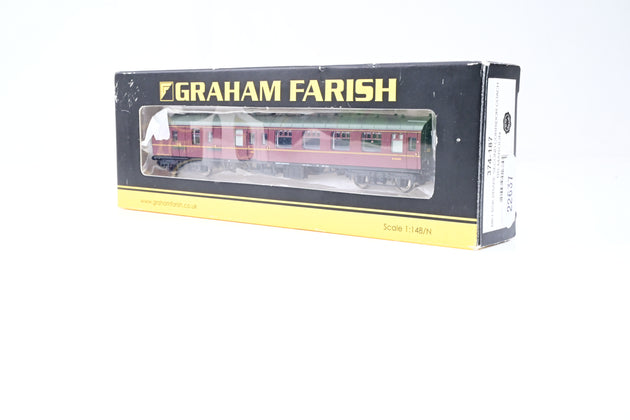 Graham Farish N Gauge 374-187 BR Maroon Mk1 BSK Brake Corridor Second Coach No.M34140 - Boxed