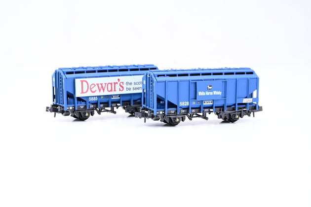 Peco N Gauge NR-P502 'Dewar's & White Horse Whisky' 35T Whisky Bulk Grain Hoppers No.5885 & 5828 - Limited Edition, Boxed